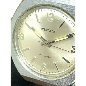 Westclox Vintage Men's Watch 17 Jewels Hands Winding Silver Dial Steel 3…